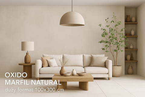 Salon z wykorzystaniem spieku OXIDO MARFIL NATURAL