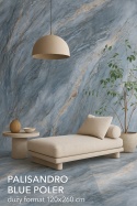 wizualizacja relaksacyjnego wnętrza z wykorzystaniem spieku Palisandro Blue Poler w dużym formacie 120×260 cm