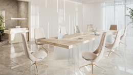 Meeting room - blat stołu wykonany z bezowego spieku TRI-D INVISIBLE WHITE