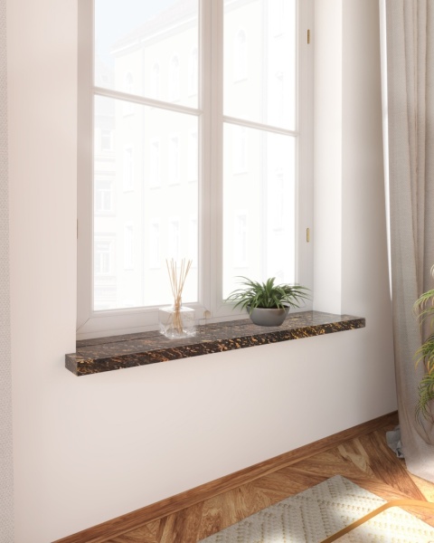 Parapet granitowy Gold Antracite FALCO – elegancki, ciemny kamień z wyrazistymi złotymi żyłkami