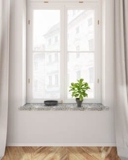 Parapet z granitu Moon White FALCO – jasny, elegancki kamień, który rozświetla wnętrze i podkreśla nowoczesny styl