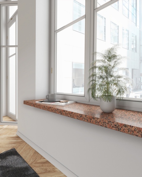 Parapet z granitu New Balmoral Red FALCO – czerwony kamień dodający wnętrzu ciepła i elegancji