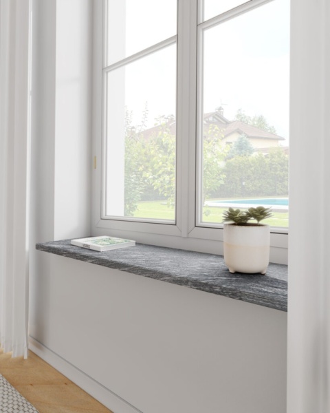 Parapet z granitu Silver Antracite Antyk FALCO – nowoczesny kamień o grafitowej barwie i naturalnej fakturze