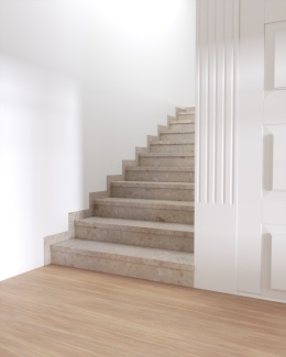 Nowoczesne schody z aglomarmuru Botticino w beżowym odcieniu, eleganckie wykończenie wnętrza