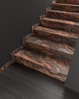 Schody z granitu Multicolor Red – luksusowe i trwałe wykończenie wnętrz w ciepłych odcieniach czerwieni i brązu