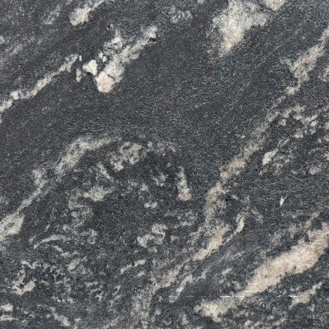 Granit Titanium Silver Antyk – naturalny kamień o szaro-czarnym wzorze z jaśniejszymi żyłkami, matowa struktura