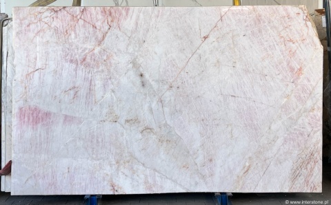 Płyta kwarcytu Cristrallo Pink 20 mm w wykończeniu poler, różowo-biała z delikatnymi żyłkami