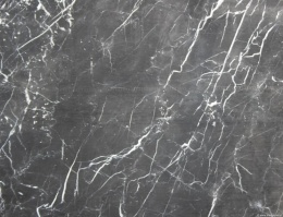 Marmur Nero Marquina szczotka, głębokie grafitowo-czarne tło z gęstą siecią cienkich, białych żyłek.