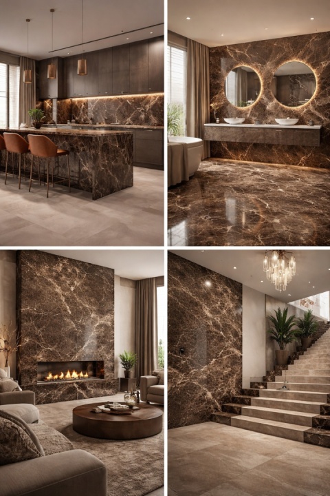 kolarz - Marazzi Marble Look Emperador – ciemnobrązowy spiek kwarcowy z jasnym użyleniem, inspirowany naturalnym marmurem