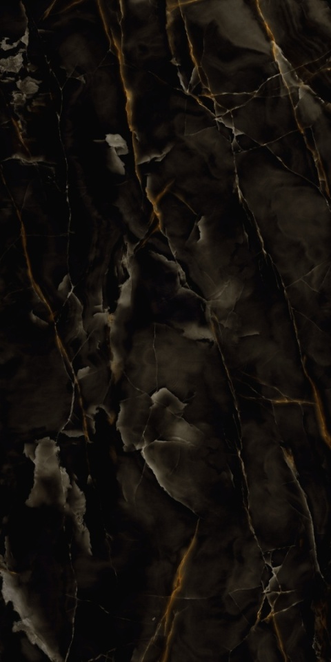 Spiek kwarcowy Marazzi Marble Look Onice Nero – czarny onyks ze złoto-białym użyleniem i głęboką strukturą.