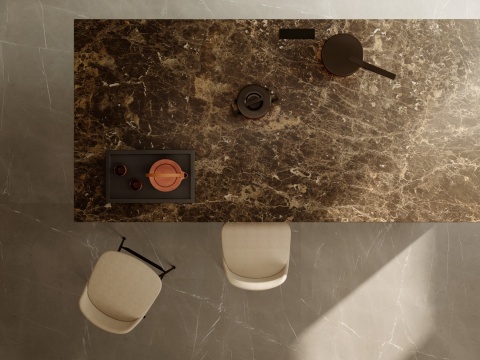 Podłoga z Marazzi Marble Look Tafu w jasnym odcieniu taupe z delikatnym użyleniem