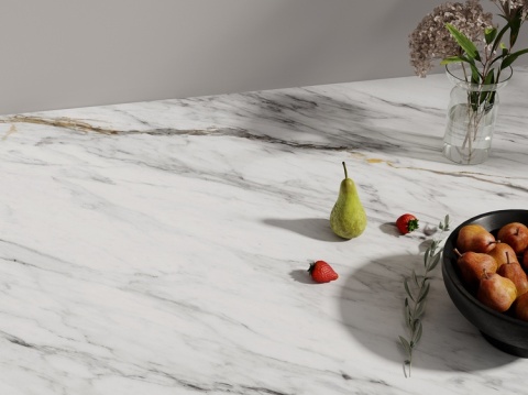 Neolith Azure Classtone Silk – jasna powierzchnia spieku z marmurowym użyleniem w odcieniach szarości