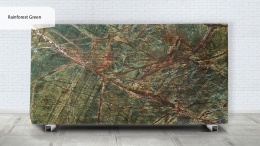 Cała płyta Marmur Rainforest Green 20 mm z Indii – zielona płyta z brązowym użyleniem, poler lub skórzana.