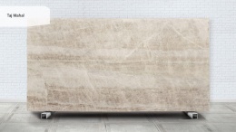Pełna Płyta Kwarcyt Taj Mahal 20 mm z Brazylii – jasna kremowo-beżowa płyta, wykończenie poler