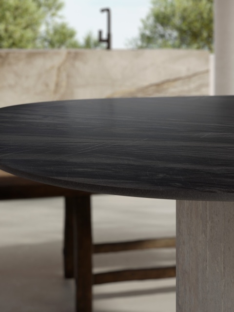 Zbliżenie blatu Marazzi Stone Look Bahia Black – matowa czerń z delikatnymi smugami kamienia