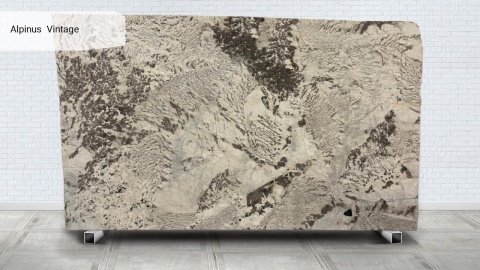 Pełna płyta Alpinus Vintage, kwarcyt naturalny, kremowo-beżowy z szaro-brązowym użyleniem w wykończeniu polerowanym