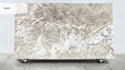 Cała płyta Kwarcyt naturalny Zurich, polerowany, jasnoszary z użyleniem