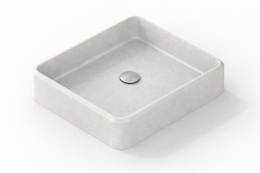 Silestone Integrity Evita Q Desert Silver – kwadratowa umywalka 540×440 mm z jasnoszarym, delikatnym użyleniem