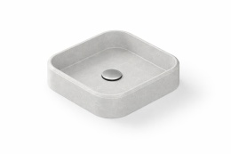 Silestone Integrity Marie S Desert Silver – umywalka z subtelnym jasnoszarym użyleniem i korkiem w kolorze stali