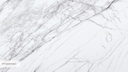 Zbliżenie Avant Quartz 5753 Calacatta Aveyron z białą bazą i szaro-grafitowym użyleniem