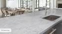 Blat kuchenny Avant Quartz 7970 Calacatta Troyes poler 20 mm ze zlewem stalowym