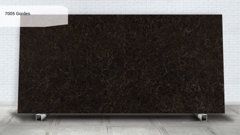 Płyta Avant Quartz 7005 Gordes poler 20 mm w ciemnej brązowo-czarnej kolorystyce