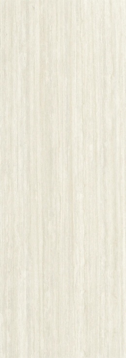 Spiek kwarcowy Laminam Hado Travertino Bianco z kolekcji Hado, jasna kremowa powierzchnia z liniowym rysunkiem trawertynu.