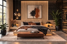 Hado Travertino Noce w wykończeniu Rain – naturalny rysunek trawertynu w ciepłym beżowo-brązowym odcieniu.