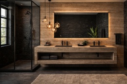 Hado Travertino Noce w wykończeniu Rain – naturalny rysunek trawertynu w ciepłym beżowo-brązowym odcieniu.