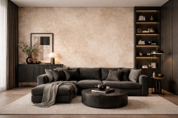 Płyta spieku Laminam Rare Rapolano DNA w jasnym beżowo-piaskowym odcieniu z miękkim, naturalnym rysunkiem kamienia