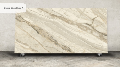 Keralini Breccia Stone Beige A jasny spiek z beżowo-szarym rysunkiem kamienia