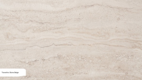 Keralini Travertino Stone Beige w ciepłej beżowej tonacji, idealnie oddaje fakturę kamienia.
