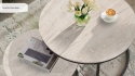 Blaty stolika kawowego wykonane z beżowego spieku Travertino Stone Beige