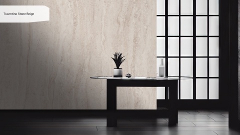 Ściankka dekoracyjna wykonana z beżowego spieku Travertino Stone Beige