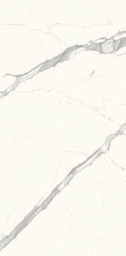 SapienStone Calacatta Statuario 4D Cashmere z jasną bazą i wyraźnym szarym użyleniem