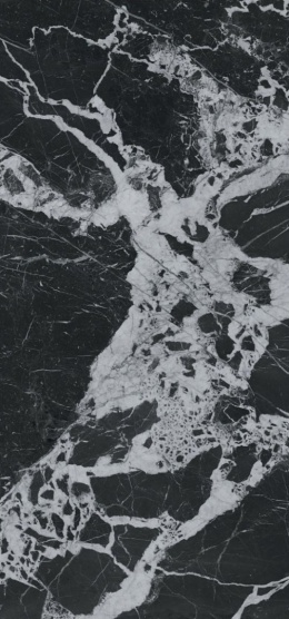 SapienStone Grand Antique 4D Polished z czarną bazą i mocnym białym marmurowym użyleniem