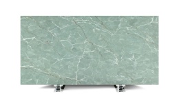 Brachot BQS Borealis Green polished zielony konglomerat kwarcowy z jasnym nieregularnym użyleniem