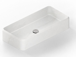 Umywalka Silestone Integrity Evita L Ethereal Glow Poler w jasnym kolorze z delikatnym szaro-złotym użyleniem