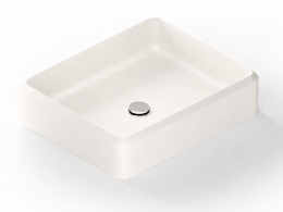 Umywalka Silestone Integrity Evita Q Blanco Zeus Poler w jasnym kolorze z geometryczną, kwadratową formą