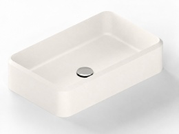 Umywalka Silestone Integrity Evita S Blanco Zeus Poler w jasnym kolorze z prostokątną, zaokrągloną formą