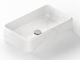 Umywalka Silestone Integrity Evita S Et. Calacatta Gold w jasnym kolorze z delikatnym szaro-beżowym użyleniem