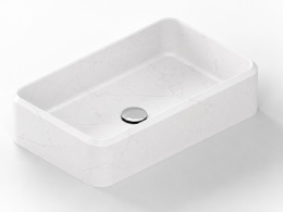 Umywalka Integrity Evita S Silestone Et. Statuario Poler z jasną powierzchnią i subtelnym marmurowym rysunkiem