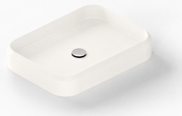 Umywalka Integrity Marie L Silestone Blanco Zeus w jasnej bieli, o miękko zaokrąglonej, monolitycznej formie
