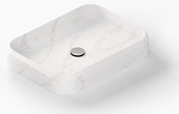 Umywalka Integrity Marie L Silestone Et. Calacatta Gold z jasną powierzchnią i subtelnym marmurowym użyleniem
