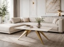 Stolik Lucea z blatem Marble Bianco i złotym stelażem w eleganckim salonie