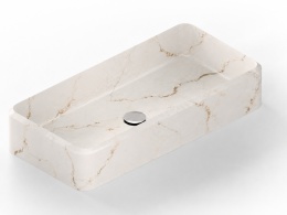 Umywalka Silestone Integrity Evita L Versailles Ivory Poler w jasnym kolorze ze złocisto-szarym użyleniem