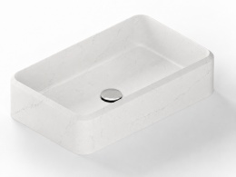 Umywalka Silestone Integrity Evita S Ethereal Noctis Poler z jasną powierzchnią i delikatnym użyleniem