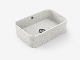 Zlewozmywak Integrity Due L Silestone Blanco Stellar 13 z większą komorą i jasną drobnoziarnistą strukturą