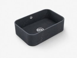 Zlewozmywak Integrity Due L Silestone Charcoal Soapstone w ciemnej grafitowo-czarnej kolorystyce z subtelnym użyleniem