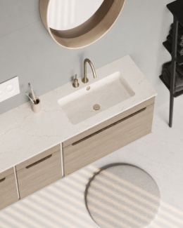 Umywalka Evita L z blatem Silestone Versailles Ivory i zintegrowaną misą